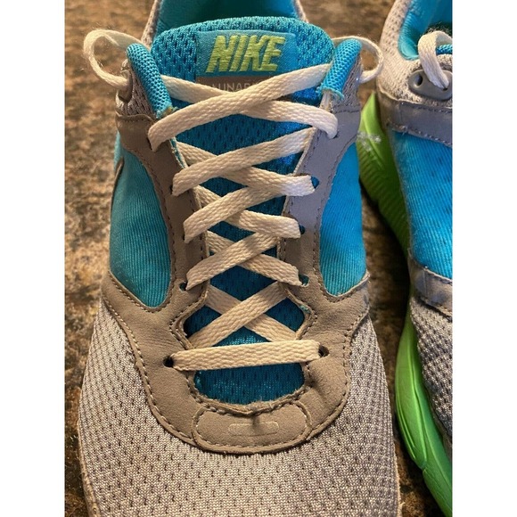 Womens Nike Running Shoes Lunarfly 2 Gray Turquoise Yellow - Picture 7 of 8